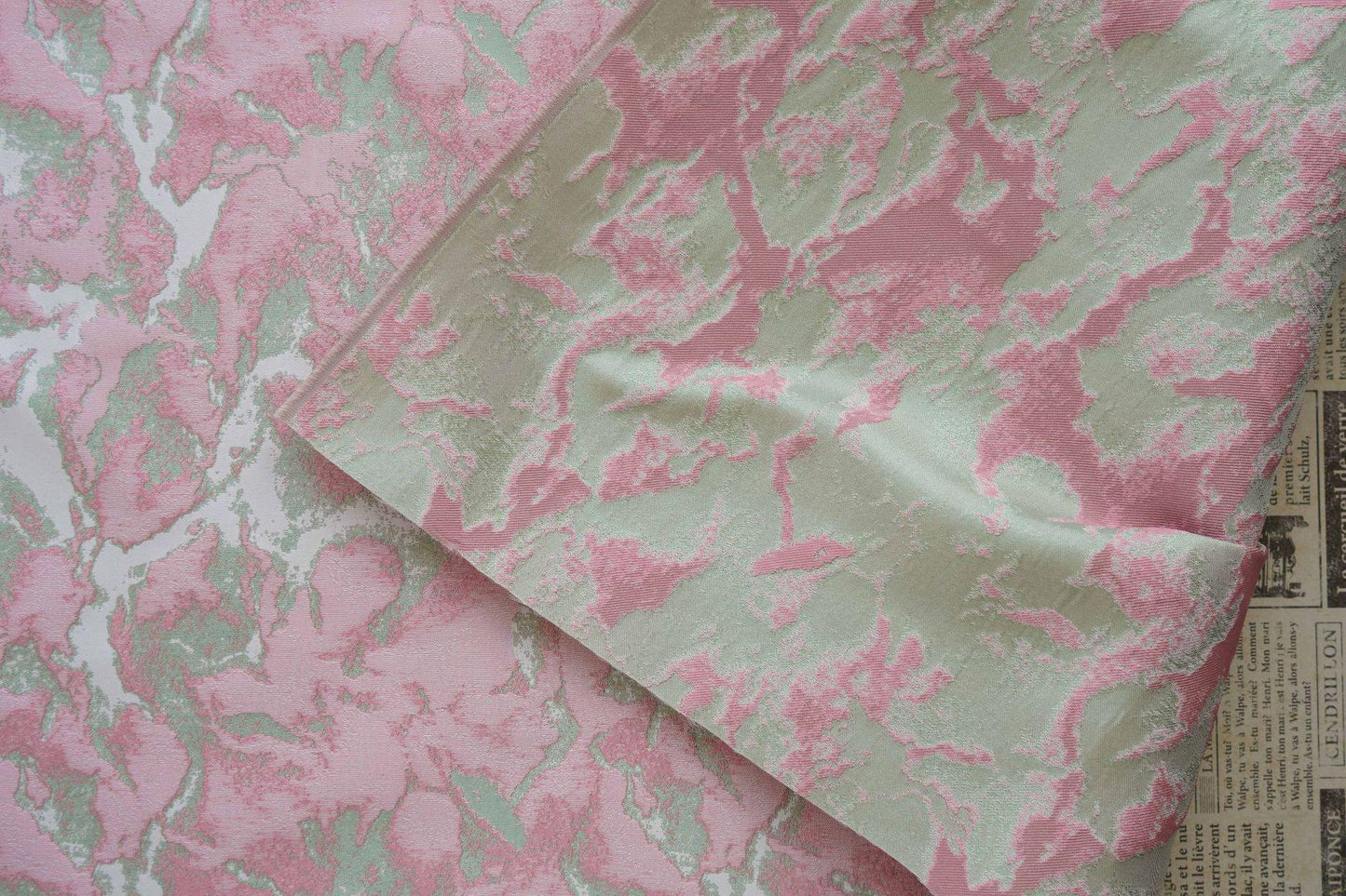 Pink Floral Jacquard Fabric: Retro Style Upholstery & Sewing, 60" Wide