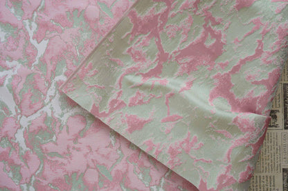 Pink Floral Jacquard Fabric: Retro Style Upholstery & Sewing, 60" Wide
