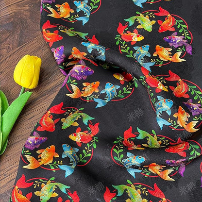 Colorful Fish Jacquard Fabric ��� Silk Ble" Wide