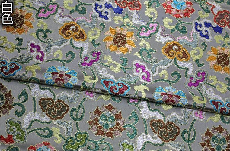 Floral Jacquard Brocade Fabric: Chinese Mongolian Style (By The Meter) - Poppylollipop