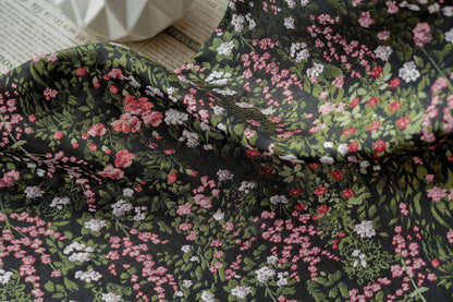 Reversible Floral Jacquard Fabric: Pink Flower Pattern, 55" Wide