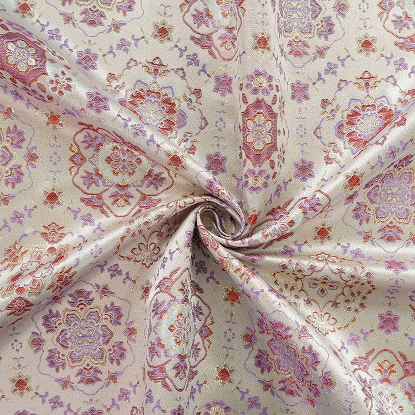 Tissu brocart floral bleu ciel : Jacquard à fil d'or, couture Cheongsam Hanfu