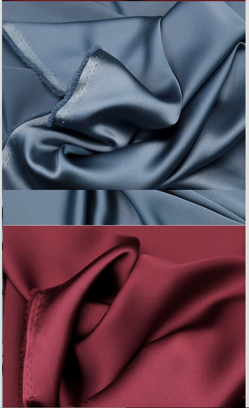 Tissu satiné bleu sarcelle soyeux : 147 cm de large, tissu drapé de créateur