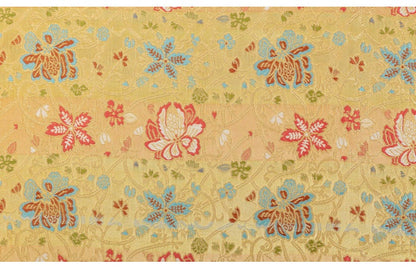 Nishijin Crane Kinran Fabric: Black Jacquard Silk Brocade Damask (29.5" Width)