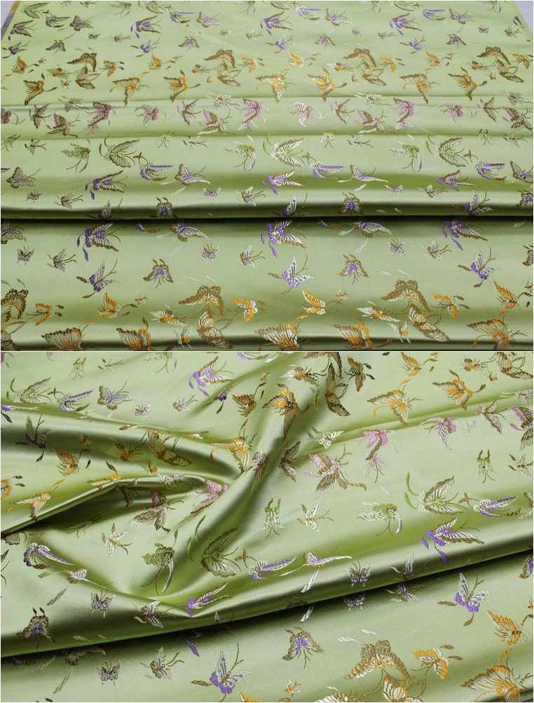 Butterfly Floral Silk Brocade Fabric: 29.5"W Rayon Blend, Costume & Decor