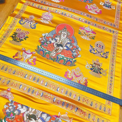 Buddha Jacquard Fabric: Tibetan Brocade for Upholstery & Costume (75x52cm)