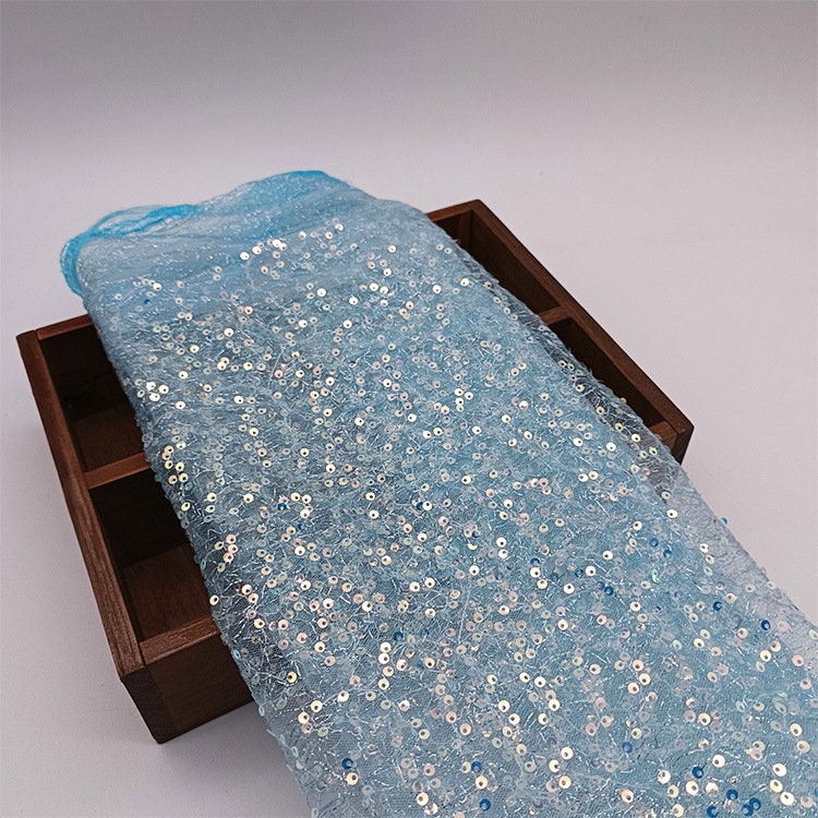 Iridescent Sequin Fabric: Multicolor 3D Embroidery, 49" Wide, By The Yard