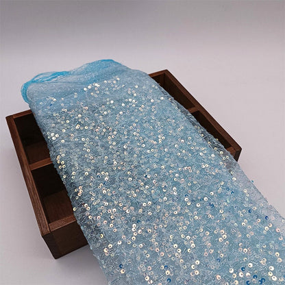 Iridescent Sequin Fabric: Multicolor 3D Embroidery, 49" Wide, By The Yard