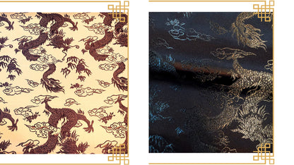 Tissu brocart de soie : motif grand dragon, tissu pour costumes de mariage