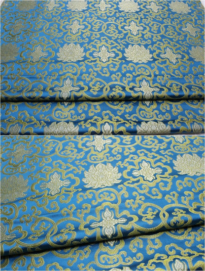 Chinese Medallion Brocade Fabric: Silk Rayon Blend, 29.5" Wide