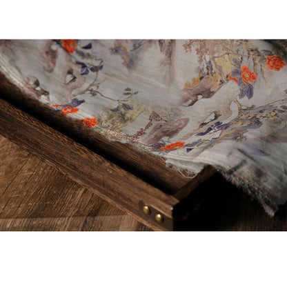 Tissu ramie style vintage : imprimé floral, textile d'intérieur doux, 140 cm de large