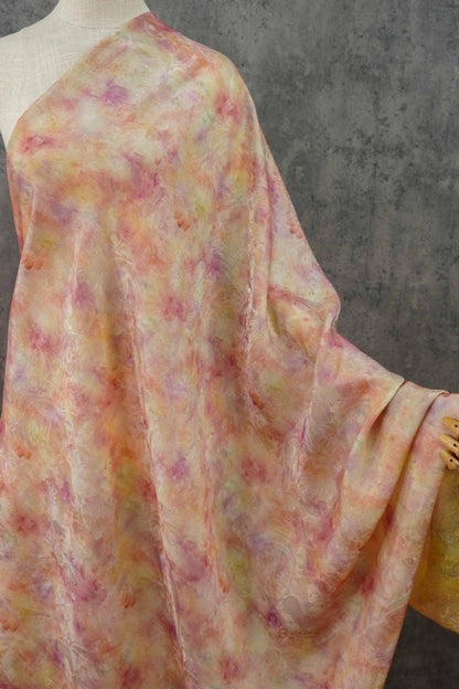 Tea Silk Satin Fabric: 53"W Oil Ink Print, Upholstery, Costume, Drapery