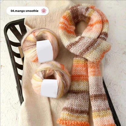 Fil de soie mohair arc-en-ciel : laine à tricoter dentelle teinte à la main