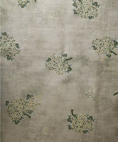 Floral Ramie Fabric: Birds and Flowers Print, 55" Wide - By The Meter