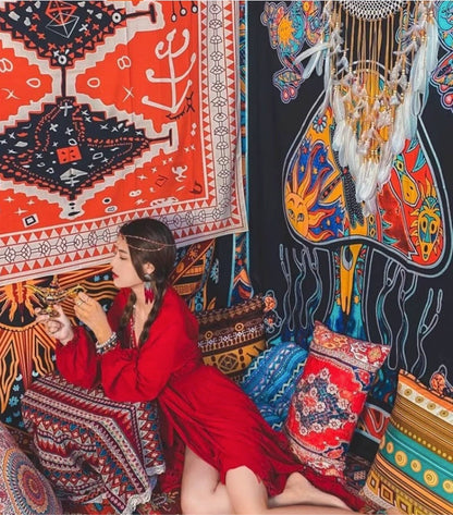 Mandala Tapestry: Bohemian Wall Hanging, Sofa Throw, Tablecloth [140x200 cm]