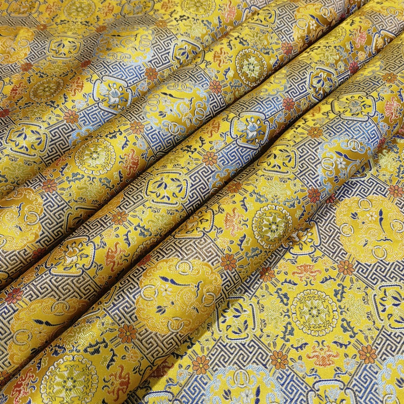 Mongolian Brocade Fabric: 59"W Rayon Cheongsam, Robe, Upholstery