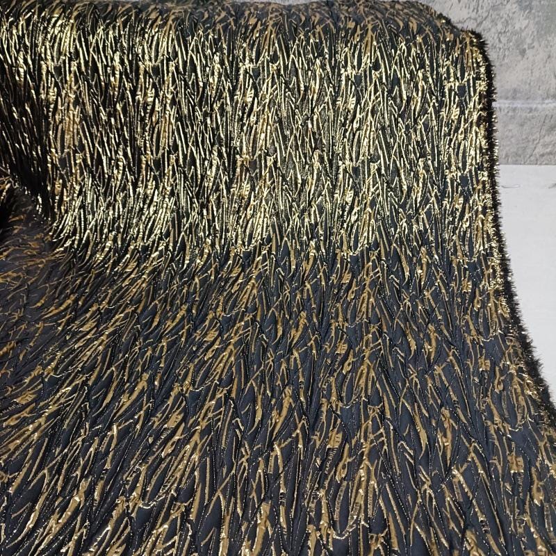 Metallic 3D Texture Jacquard Fabric: 56" Wide Polyester Blend