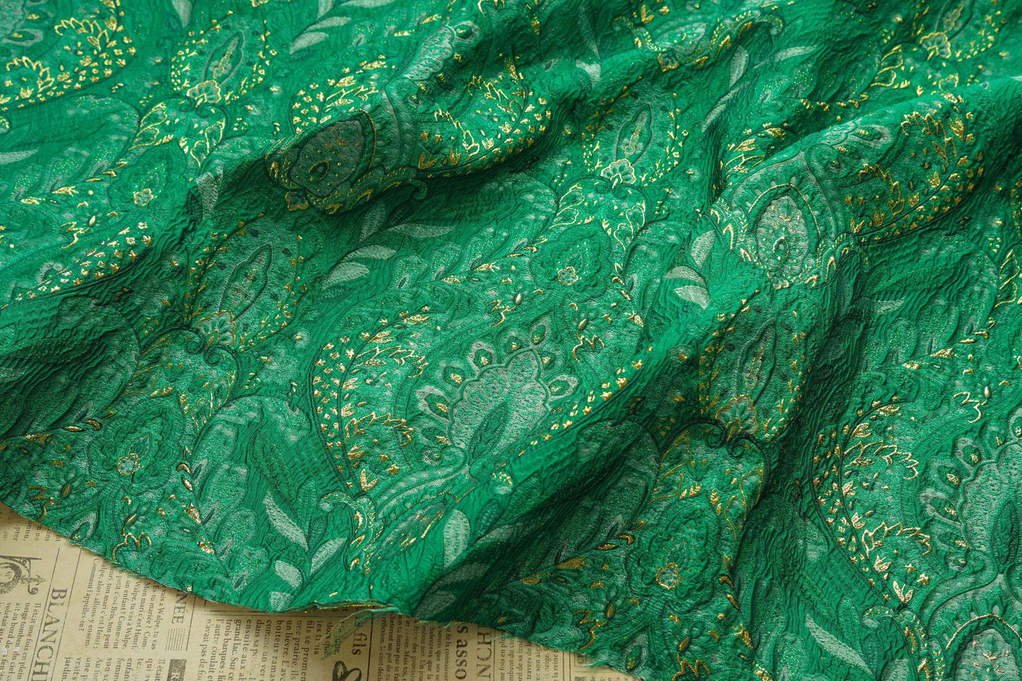 Embossed Jacquard Fabric: Fresh Green European Designer Upholstery, Quilting & Sewing