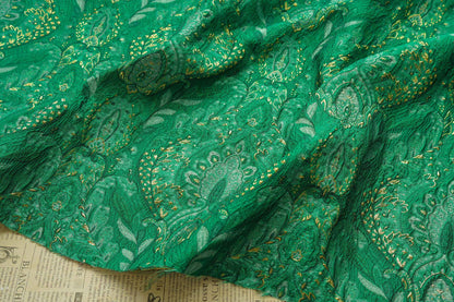Embossed Jacquard Fabric: Fresh Green European Designer Upholstery, Quilting & Sewing