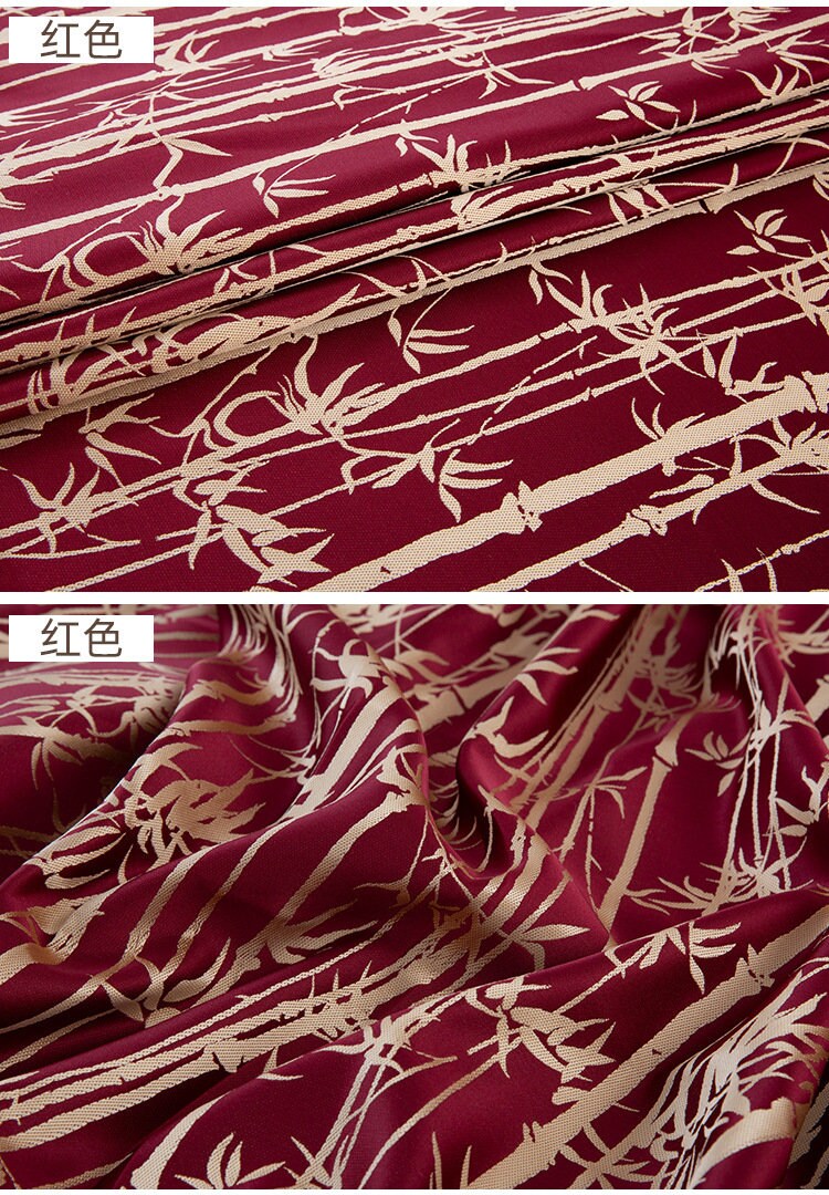 Tissu jacquard bambou oriental : polyester damassé 57 po de large, vendu au mètre