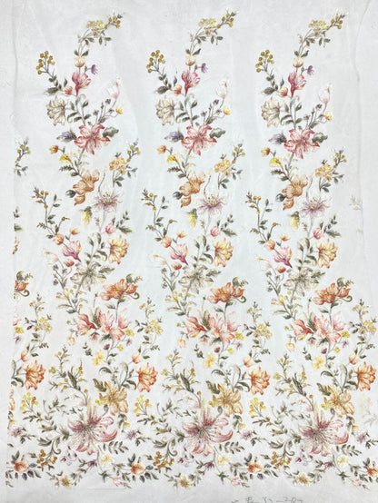 Embroidered Floral Fabric, Beads & Sequins, Cheongsam Dress Material