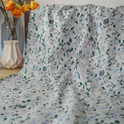 Tissu jacquard à motif floral : polyester texturé 3D, largeur 142 cm