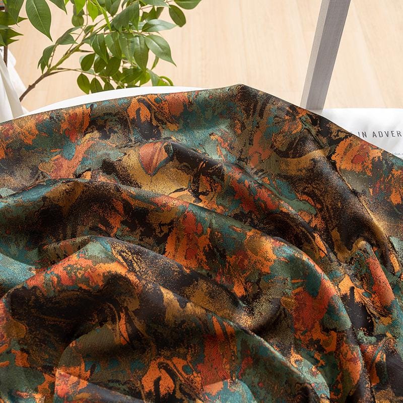 Tissu brocart à texture peinture à l'huile : Jacquard en mélange de rayonne (59 po L)