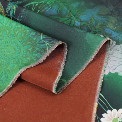 Tissu satin de soie à imprimé floral - 150 cm de large - Couture et ameublement