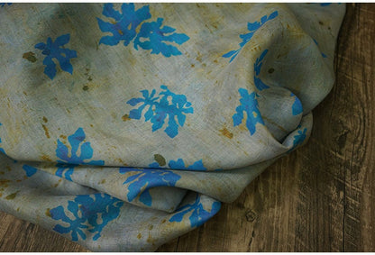 Tissu ramie à motif floral : textile doux pour vêtements et maison, 140 cm de large