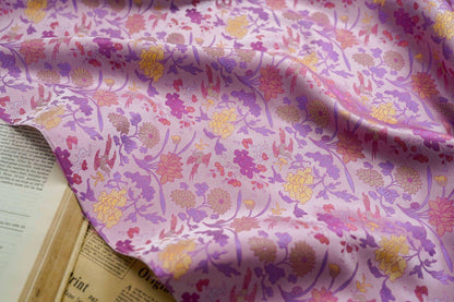 Vintage Jacquard Fabric: 3D Vivid Purple Floral, 55" Wide By The Meter