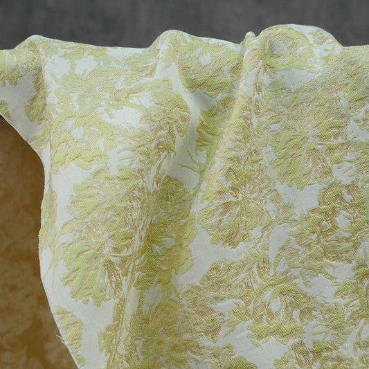 Embossed Yellow Floral Fabric ��� Abstract Woven Polyest" Wide