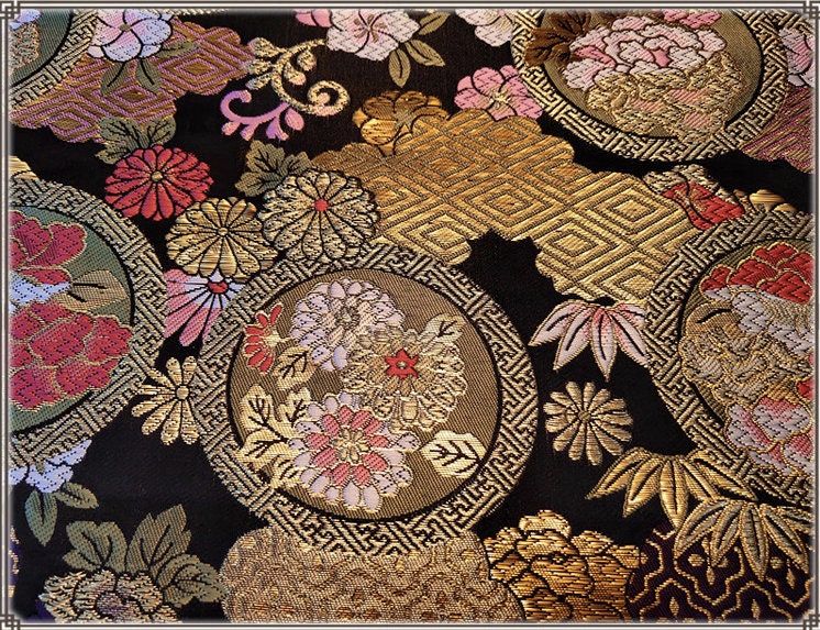 Floral Silk Brocade Fabric: 29.5" Wide, Costume Upholstery by the Meter