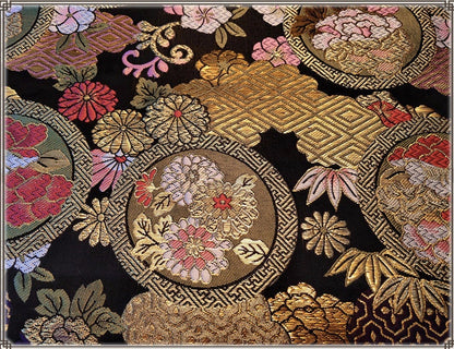 Floral Silk Brocade Fabric: 29.5" Wide, Costume Upholstery by the Meter