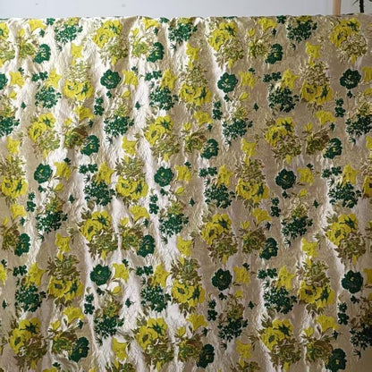 Gold Thread Jacquard Fabric: Green 3D Designer Upholstery, Costume & Sewing - 59"W