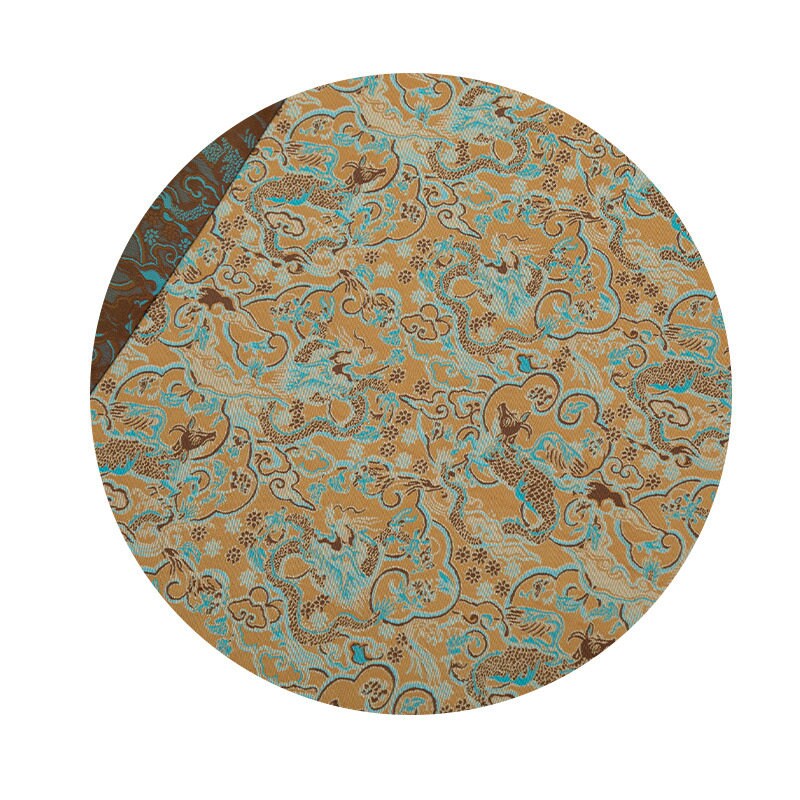 Nishijin Ori Brocade Fabric: Dragon Flowers, Japanese Style (57"W)