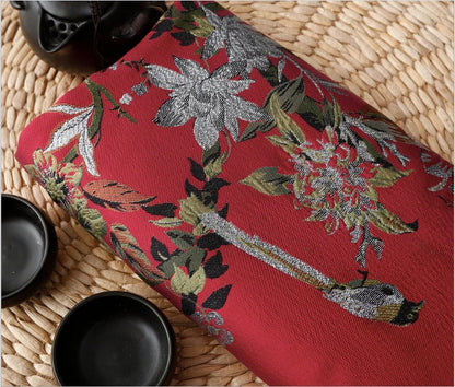 Birdcage Magpie Brocade Fabric: Chinese Silk Rayon Blend (59"W)
