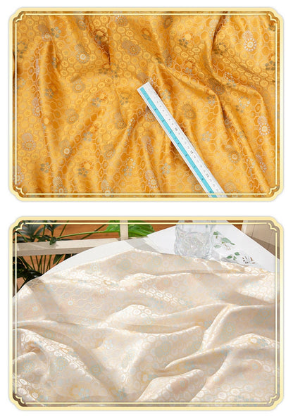 59"W Silk Brocade Fabric: Floral Sewing Material
