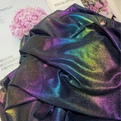 Holographic Linen Blend Fabric ��� Diamond Shi" Wide