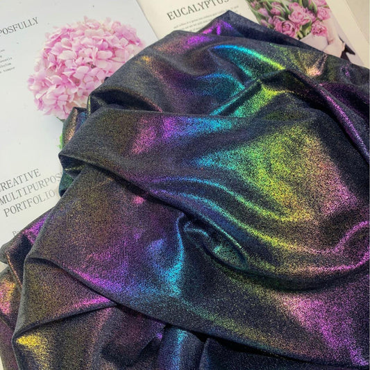 Holographic Linen Blend Fabric ��� Diamond Shi" Wide