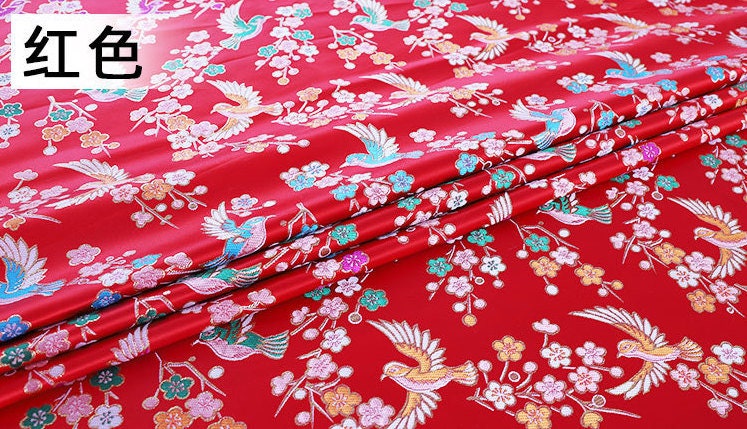 Bird Pattern Rayon Brocade Fabric: 57"W Cheongsam Costume Material
