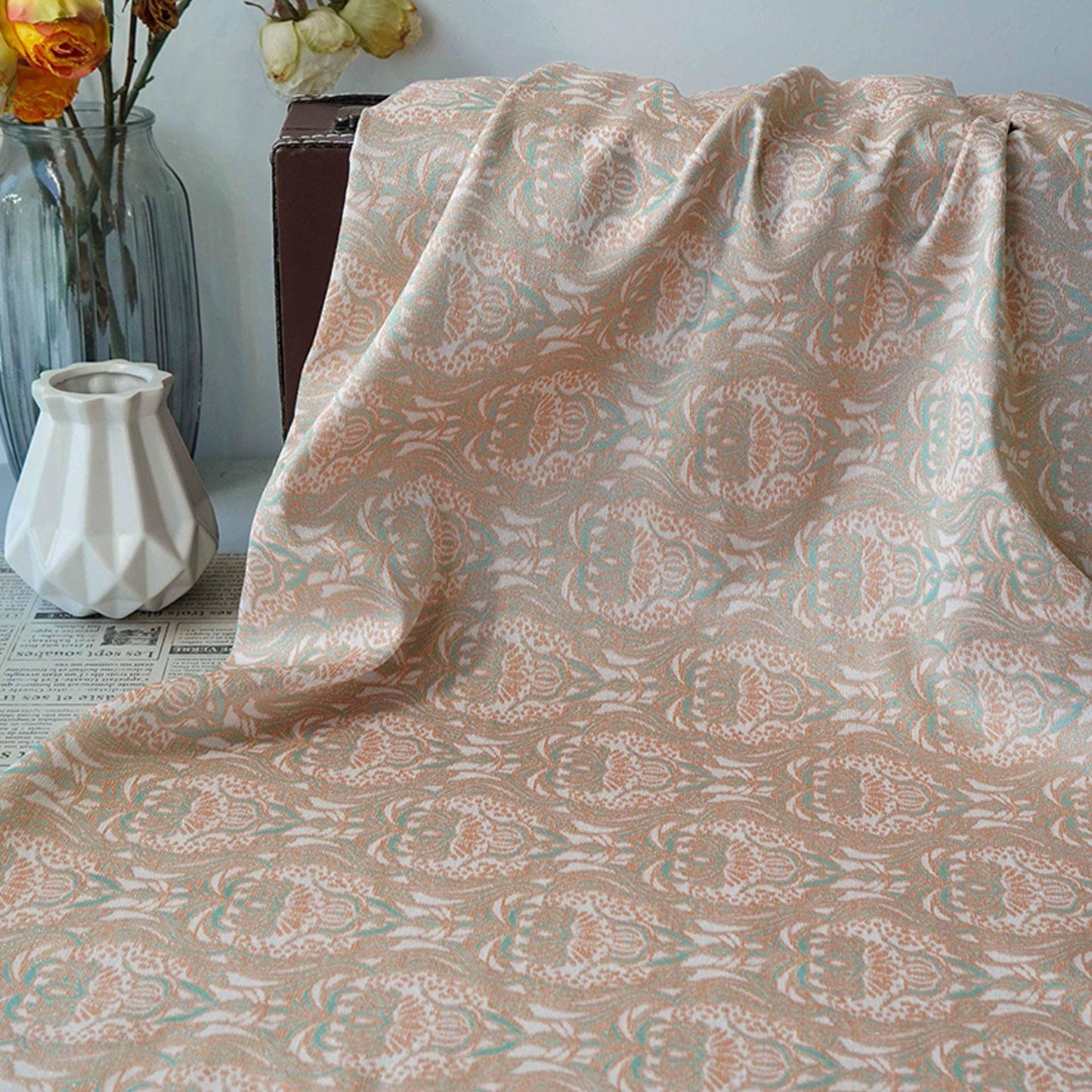 Gold Vine Jacquard Fabric: Luxury Upholstery & Drapery - 55"W