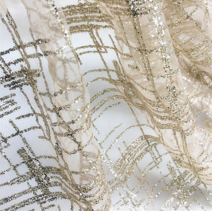 Bronzing Square Mesh Fabric, Shiny Glitter Wedding Costume Dress, 55"W