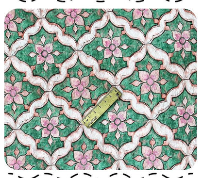 Tissu Tencel Ramie : imprimé floral Dunhuang, 150 cm de large, vendu au mètre