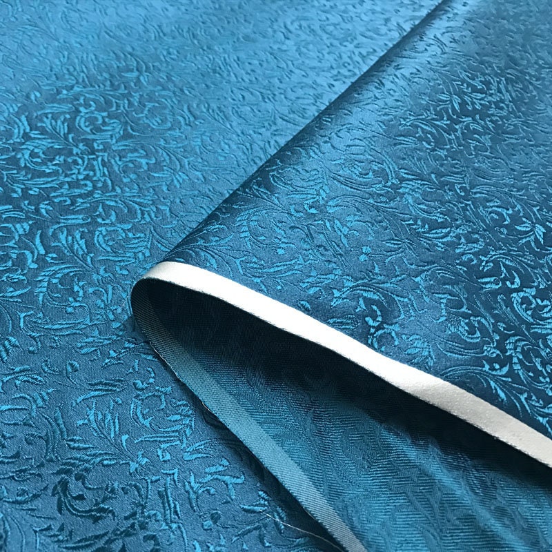 Brocart de rayonne turquoise : Damas chinois, 75 cm de large - Vendu au mètre