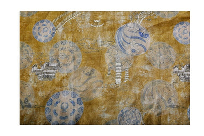 Ancient Building Print Ramie Fabric: Natural Fiber Sewing Material