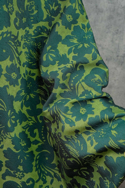 Embossed Floral Jacquard Fabric ��� Green Vintage Style Upholste" Wide