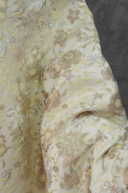Tissu jacquard à fil argenté : tissu d'ameublement 3D vintage et pour robes de bal