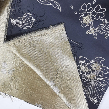 Goldfish Jacquard Fabric: Butterfly Flower Polyester Rayon Blend