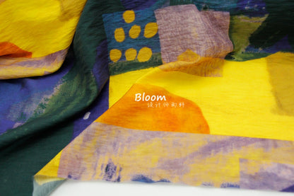 Art Print Tencel Linen Fabric: Contrast Color Silky Cloth, 59" Wide