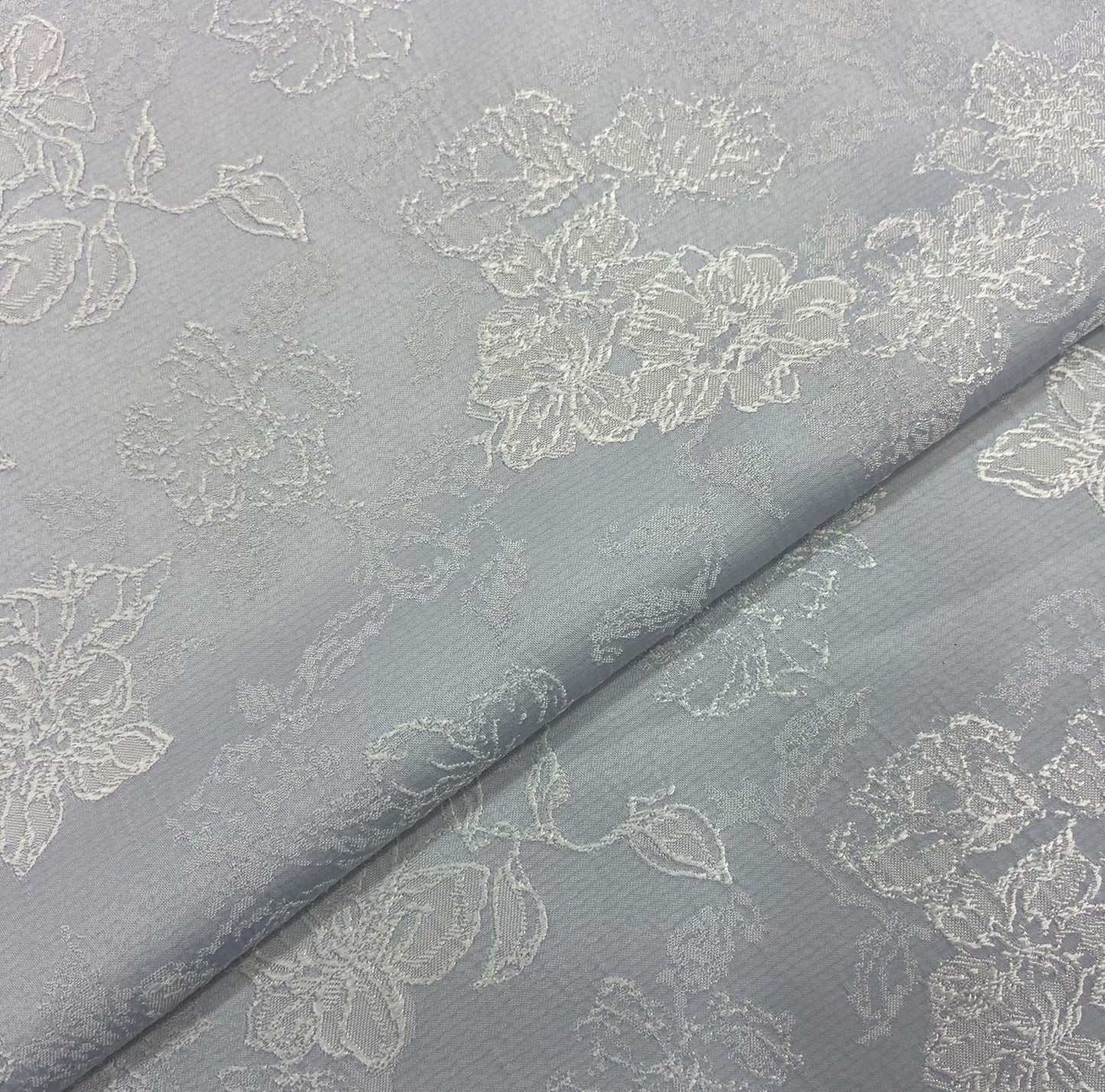 Elegant Satin Jacquard Fabric: 3D Flower Design, 59" Wide